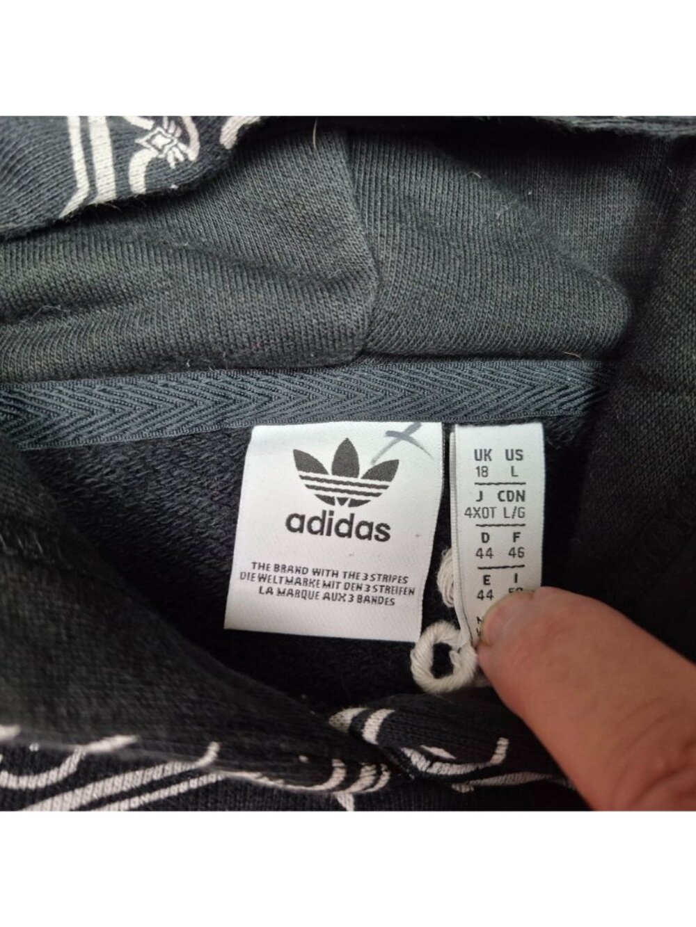 Adidas Originals Kaleidoscope Print Women's Cropped Bandana Hoodie Blk/Wht Sz L - Picture 6 of 8
